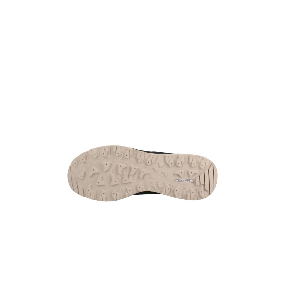 Halti Hiker Kuru Low DrymaxX miesten ulkoilukenkä, beige kumipohja ja vedenpitävä kalvo, brändilogo näkyvissä.