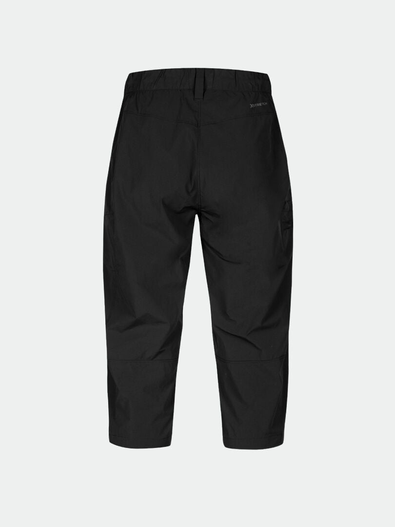 Halti Pallas Cool X-stretch Naisten Caprit, musta, kuminauhavyötäröllä ja Dry Quick Stretch Cool -kankaasta, kuvassa takaa päin.
