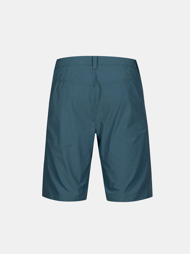 Halti Pallas Cool X-stretch Miesten shortsit, sinivihreä, UPF 90+, Dry Quick stretch, valkoisella taustalla.