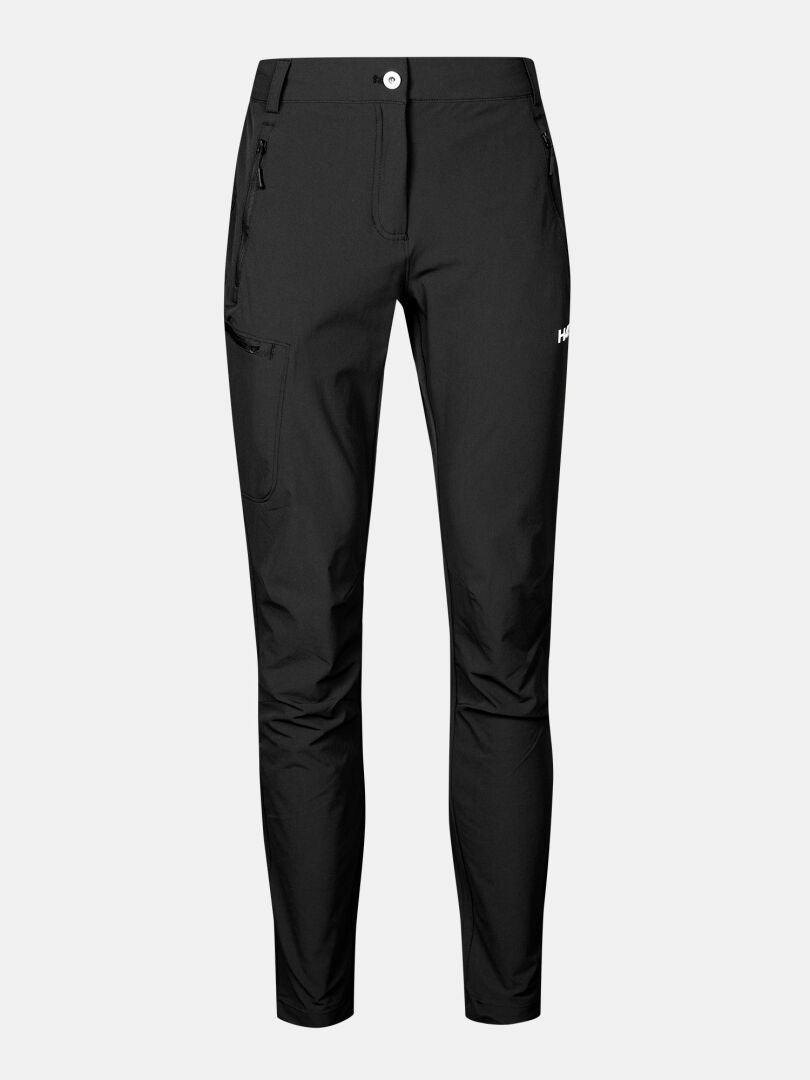Halti Pallas X-stretch naisten ulkoiluhousut: kestävät, hengittävät, slim-fit, vetoketjutaskut ja napitus.