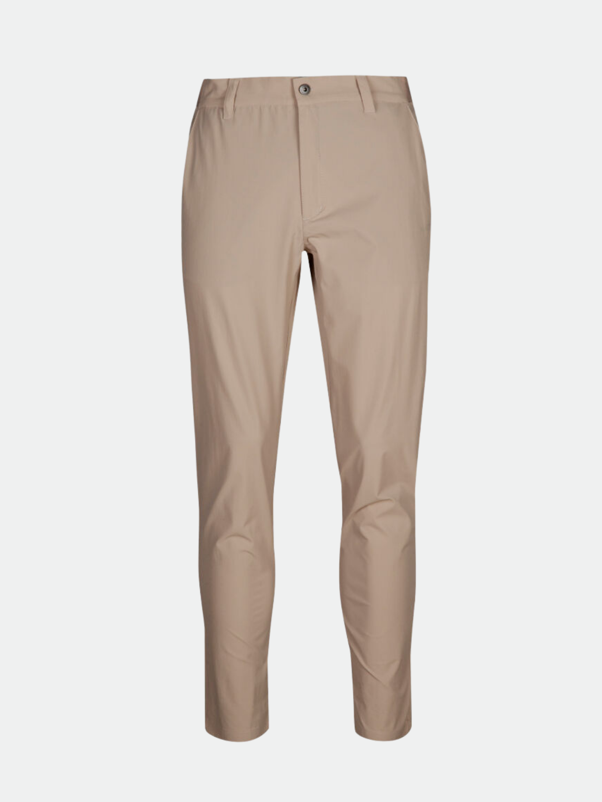 Halti Drive X-stretch Miesten chinot: beige, slim-fit, tekninen materiaali, napillinen vyötärö ja etutaskut.