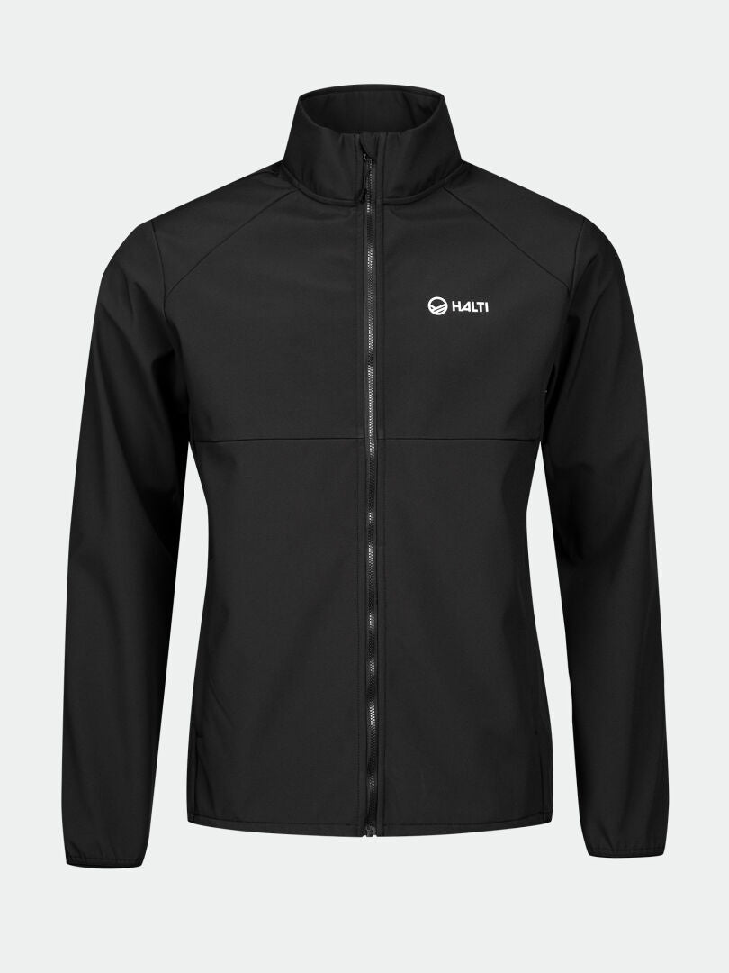 Haltin Wedge Softshell-takki Miesten on musta, pitkähihainen, valkoisella logolla ja kierrätysmateriaaleista valmistettu.