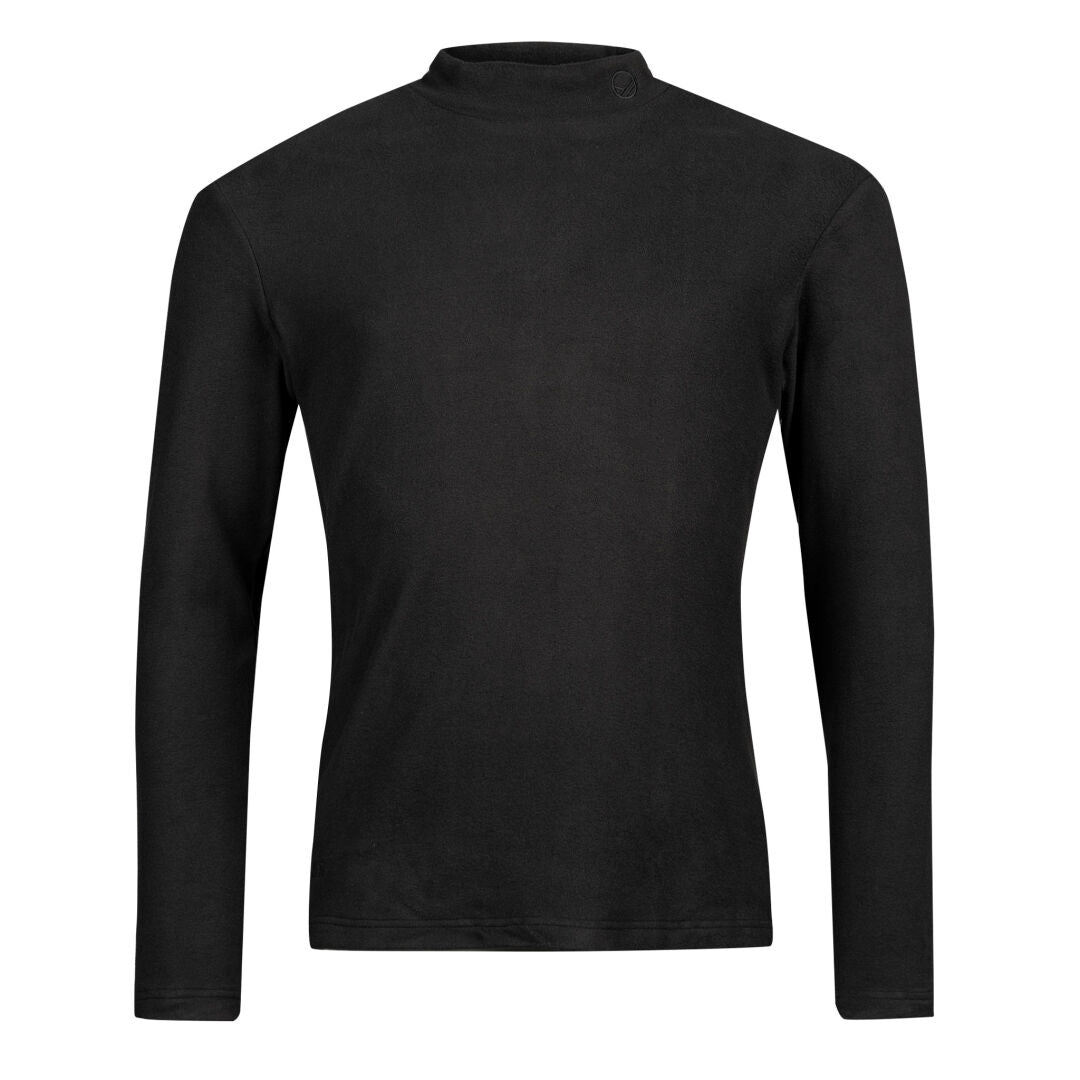 Halti Trone Fleecepaita Miesten on tavallinen musta mock neck, täydellinen lämmin aluspaita aktiivisiin päiviin.