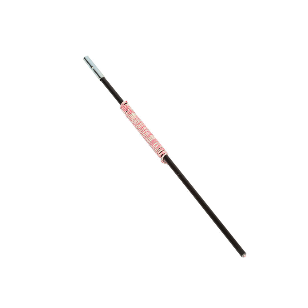 Halti Lasikuitu korjaussarja 7,9mm: musta lasikuitutanko, jossa metallinen kärki ja kuparilanka valkoisella pohjalla.