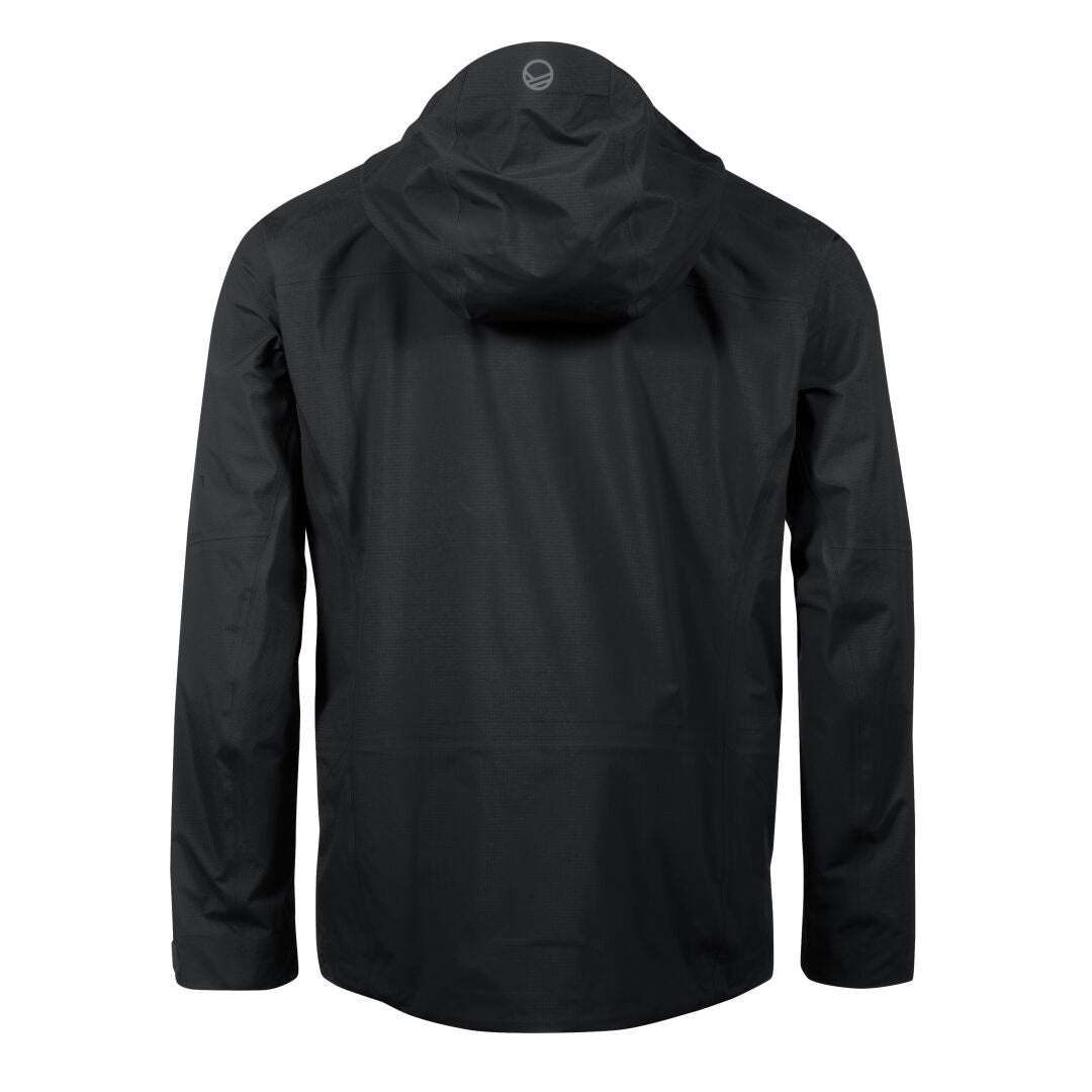 Musta Halti Alpine Unisex 3L DrymaxX Kuoritakki kuvassa takaa päin valkoista taustaa vasten.