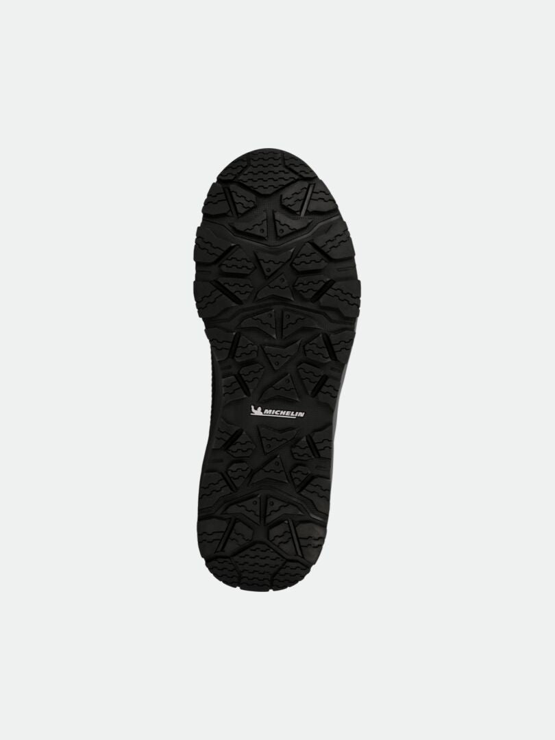 Halti Buli Mid 2 DX Freelock Kitkakenkä on musta Michelin-kitkapohja, jonka keskellä on Michelin-logo.