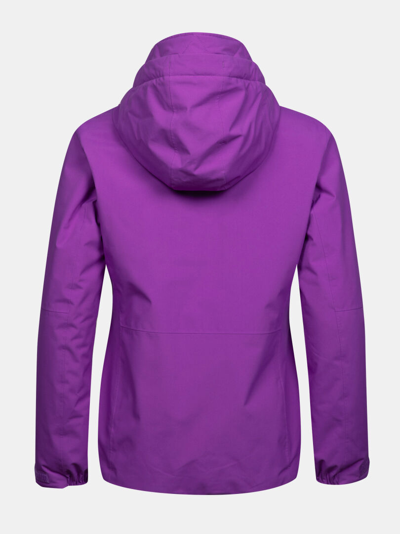 Violetti, hupullinen Halti Melvik DX Laskettelutakki Naisten -hiihtotakin takanäkymä.