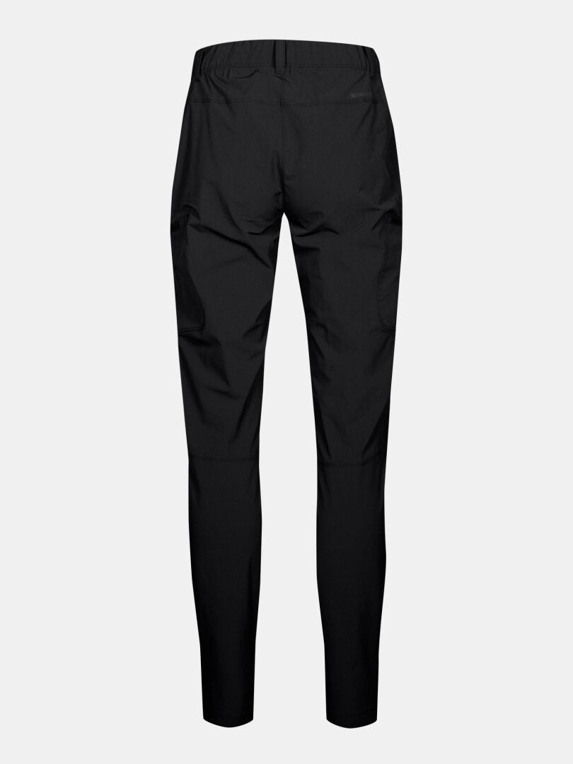 Halti Pallas Evo Short X-stretch Housut Naisten takakuva, jossa on joustava vyötärö ja suorat lahkeet vaalealla pohjalla.