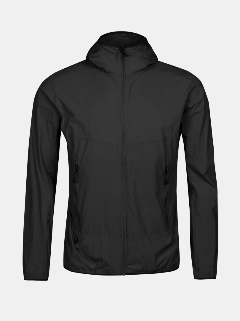 Halti Pallas Cool X-stretch Takki Miesten: tavallinen musta, UPF 90+, vetoketju edessä, pitkät hihat, vetoketjulliset taskut.