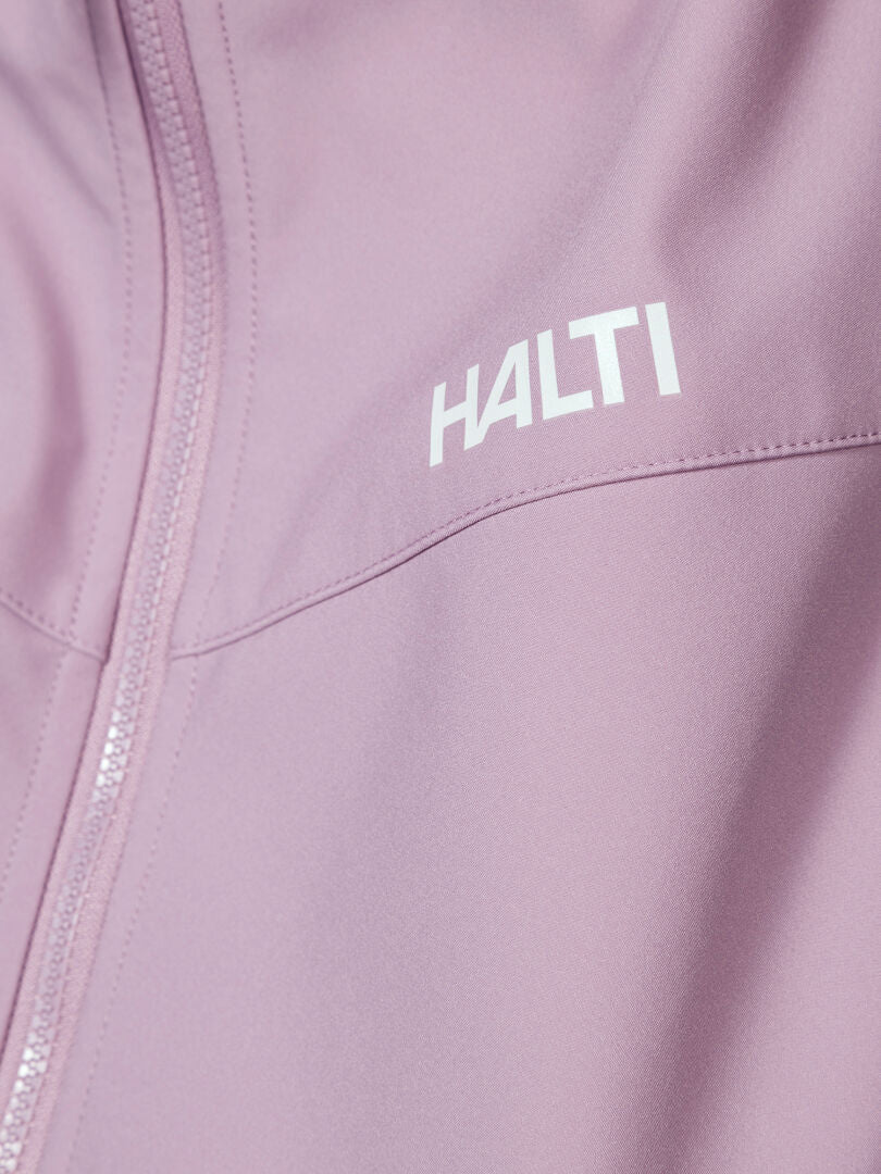 Lähikuva Halti Wedge Softshell-takki Naisten vaaleanvioletti, jossa on vetoketju ja 
