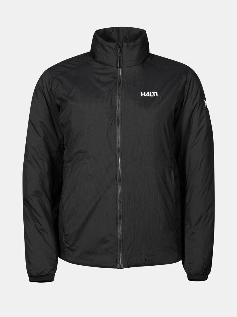 Halti Haave Primaloft Takki Naisten on musta vetoketjullinen takki pitkillä hihoilla, ihanteellinen ulkoiluun.